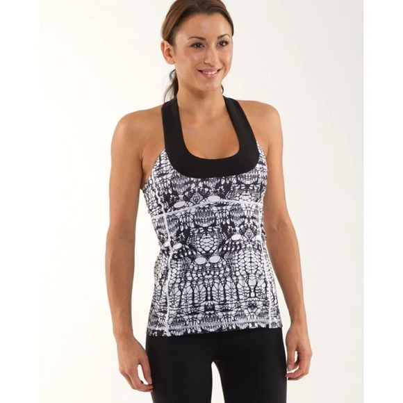 lululemon athletica Tops - LULULEMON |  SCOOP NECK TANK IN WHITE BLACK GRACIER TANK